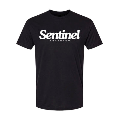 Sentinel Training Logo Athletic Tee in Black — front view by VNDK8