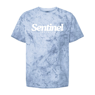 Sentinel Training Logo CC Tee in Distressed Blue — front view by VNDK8