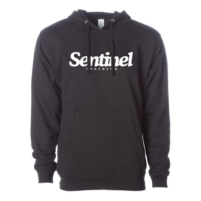 Sentinel Training Logo Hoodie in Black — front view by VNDK8