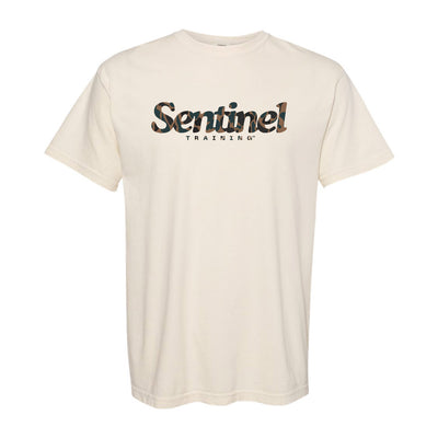 Sentinel Training Logo Relaxed Tee in Ivory Duck Camo — front view by VNDK8