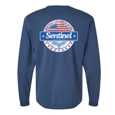 Sentinel Training Methodology Long Sleeve Tee in Navy — back view by VNDK8
