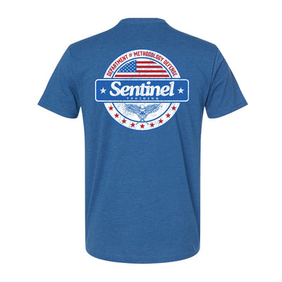 Sentinel Training Methodology Athletic Tee in Blue — back view by VNDK8