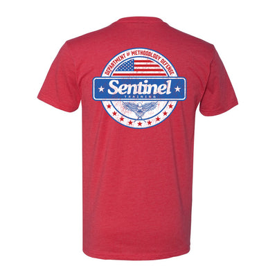 Sentinel Training Methodology Athletic Tee in Red — back view by VNDK8