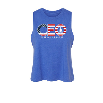 Sevan Podcast CEO Women's Crop Tank in Anthem — front view by VNDK8