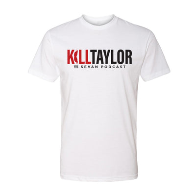 Sevan Podcast Kill Taylor Season 1 Athletic Tee in White — front view by VNDK8