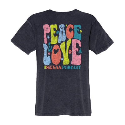 Sevan Podcast Peace & Love Tee vintage fit in Black — back view by VNDK8