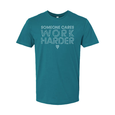 Someone Cares Tee in Athletic Ocean Blue — front view by VNDK8