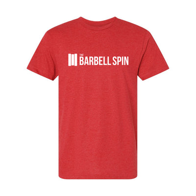 The Barbell Spin Logo Athletic Tee in Red — front view by VNDK8
