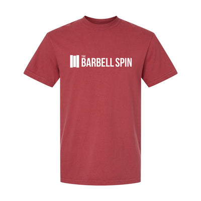 The Barbell Spin Logo Relaxed Tee in Red — front view by VNDK8