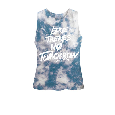 No Tomorrow Women's Crop Tank in Cloudy Blue — front view by VNDK8