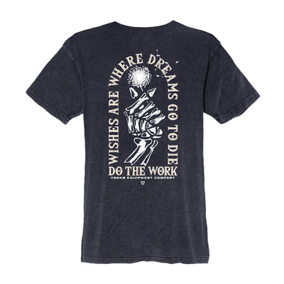 Wishes Tee in Vintage Black — back view mineral wash 100% ringspun cotton by VNDK8